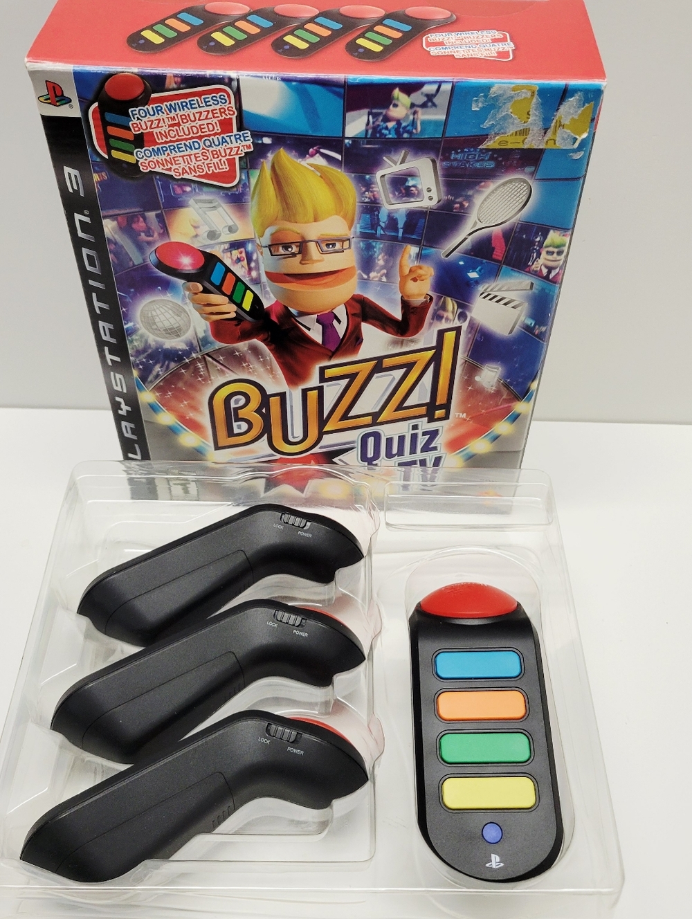 Buzz Quiz World Playstation 3 W/ 4 Wireless Buzzers (No Dongle) Good pre-owned
